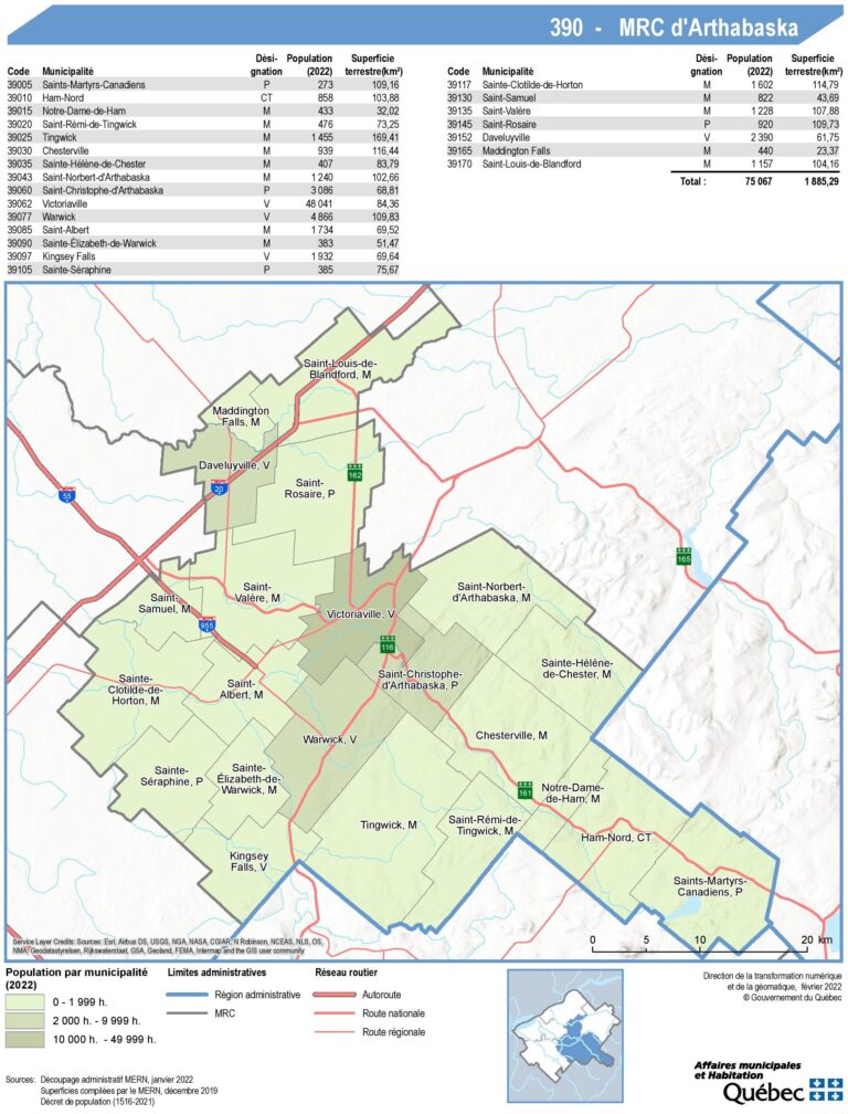 Carte De La Mrc D Arthabaska