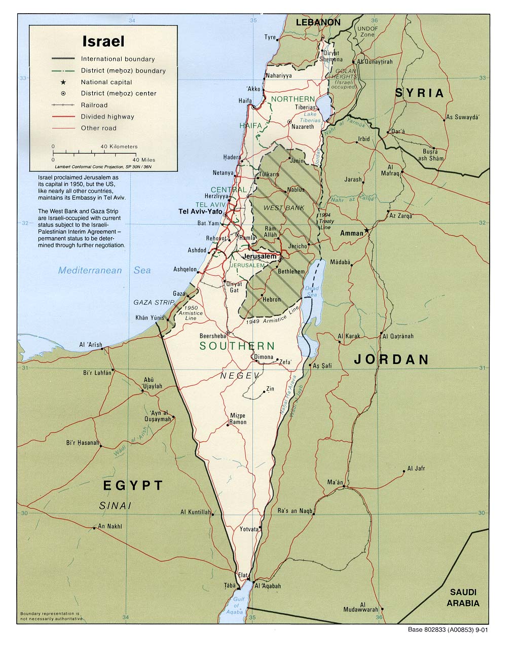 Mapa Político de Israel 2001 Tamaño completo Gifex