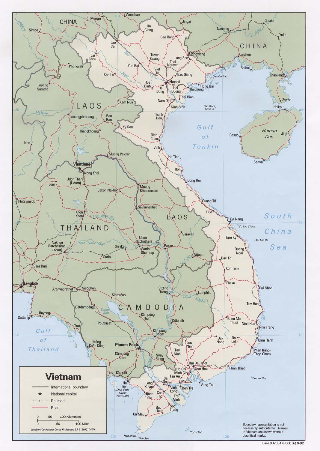 Mapa Político de Vietnam 1992 Tamaño completo