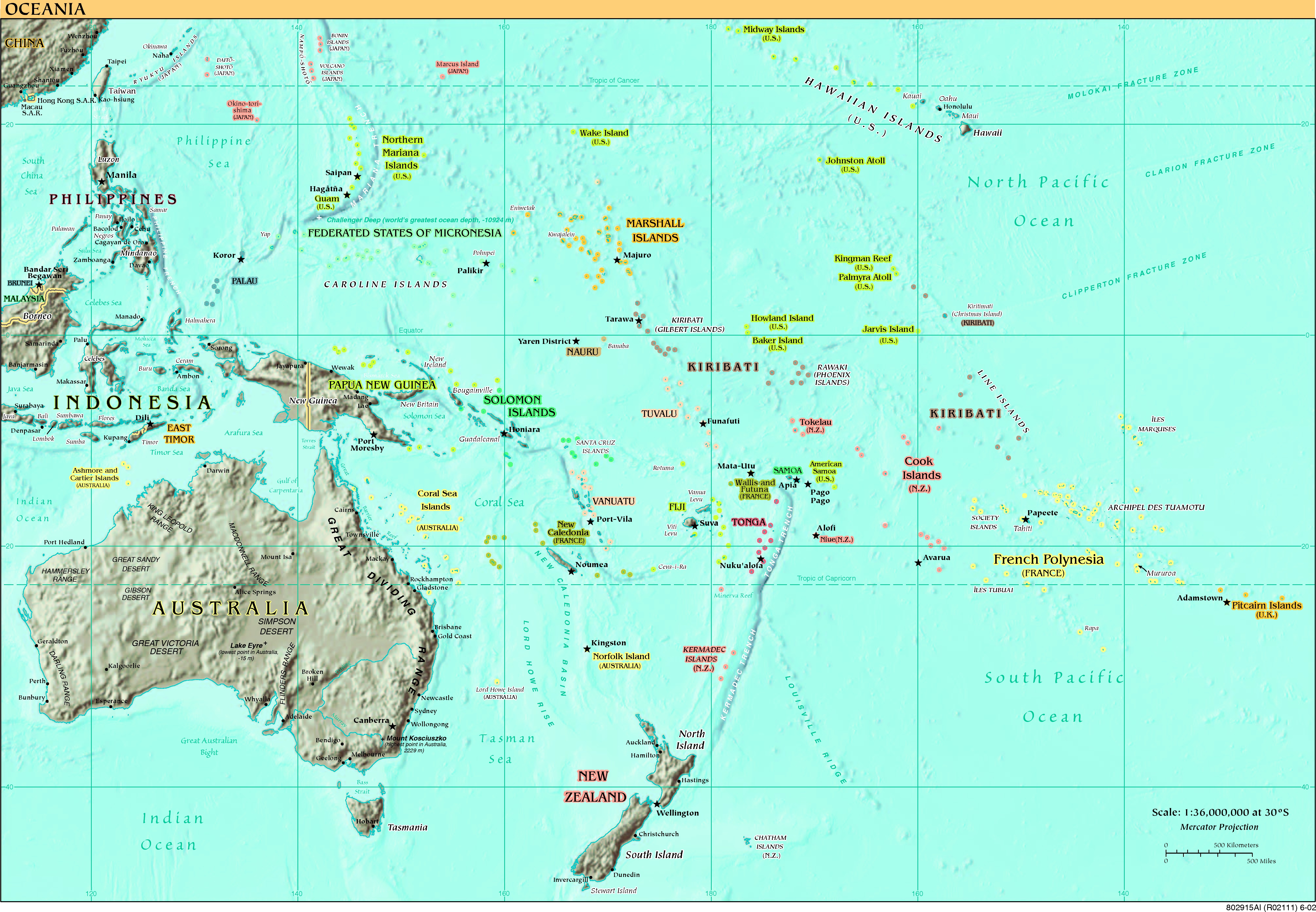 Mapa de Oceanía - Tamaño completo