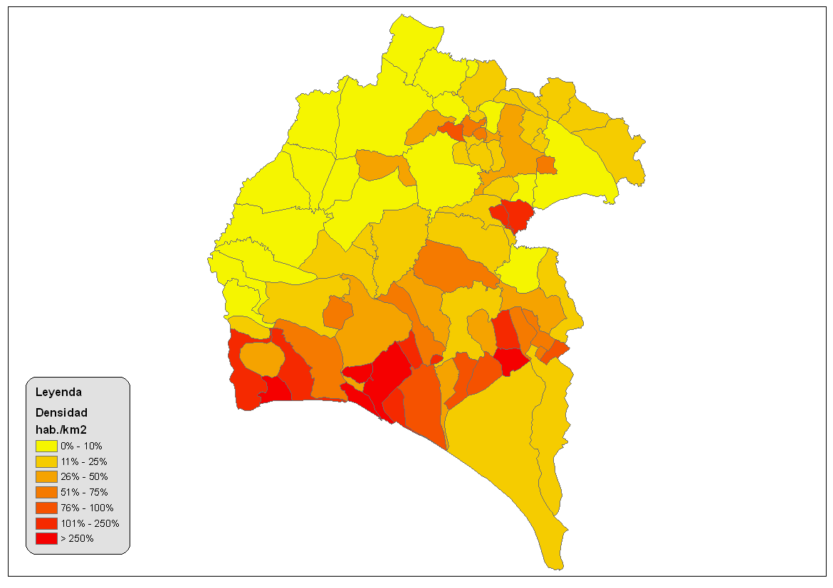 Densidad De Poblaci N En La Provincia De Huelva Tama O Completo