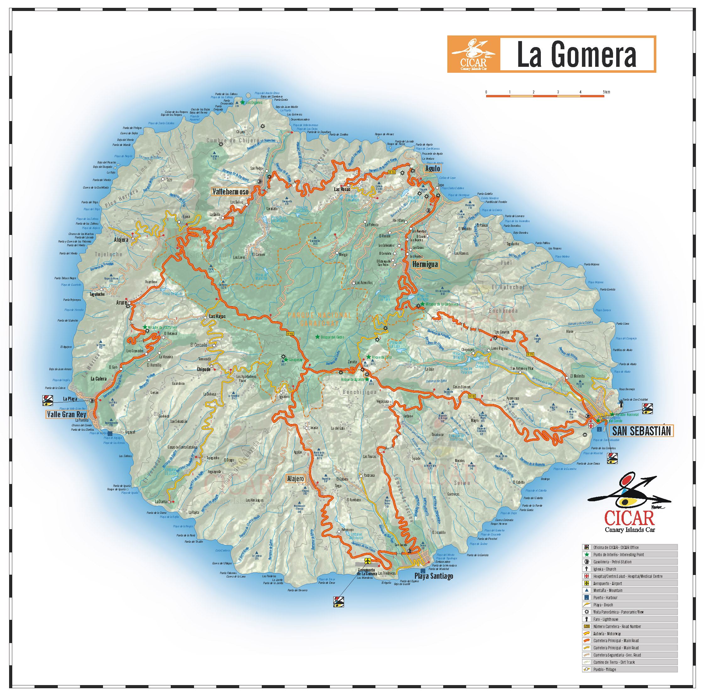 La Gomera Island Road Map Full Size Gifex