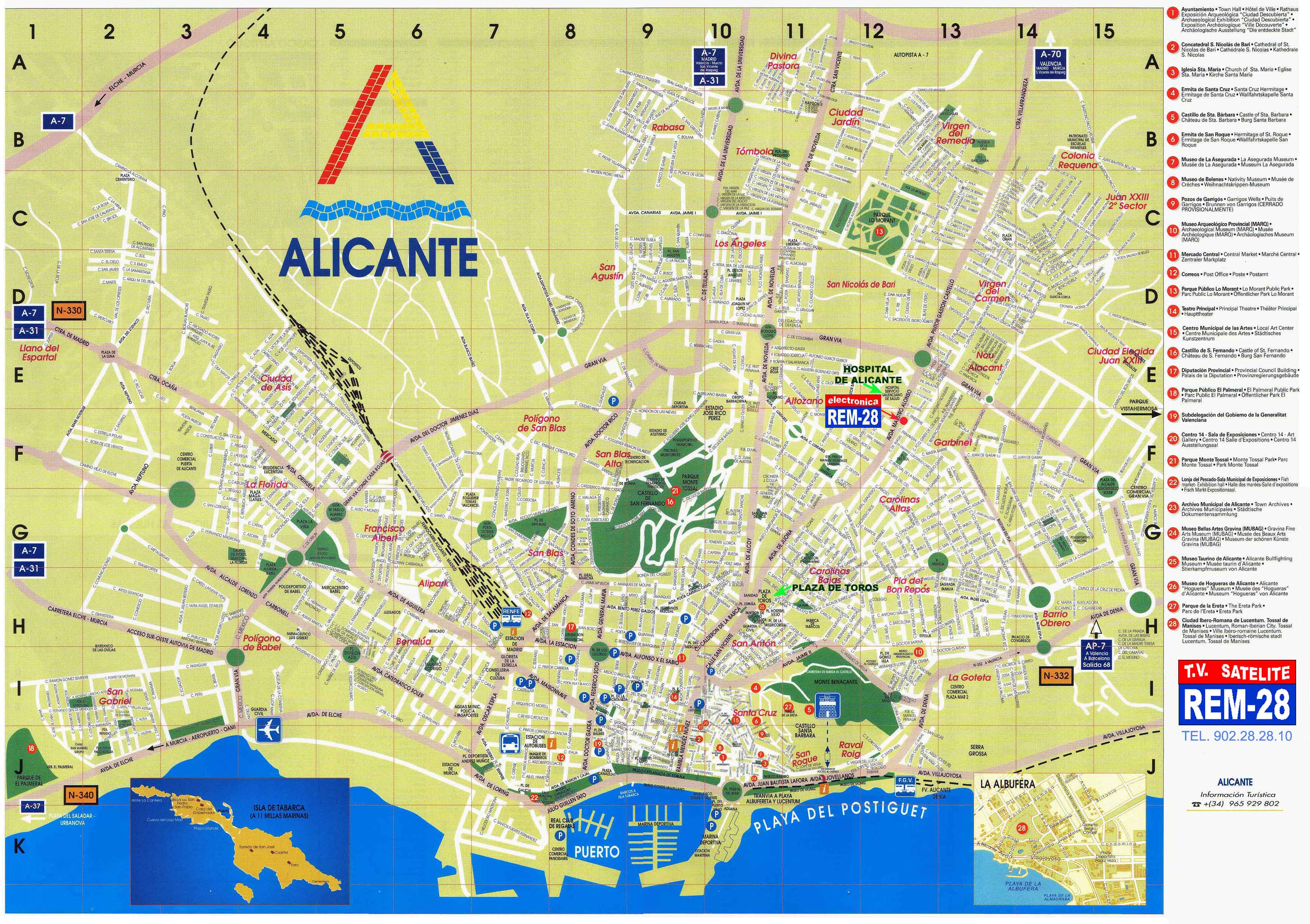 Kaart Alicante Centrum Vogels