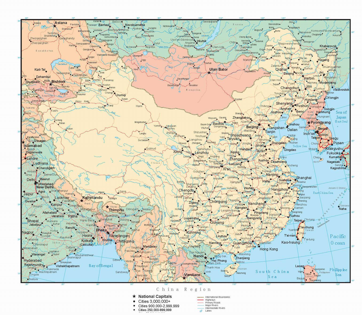 Mapa Político De China Tamaño Completo 9407