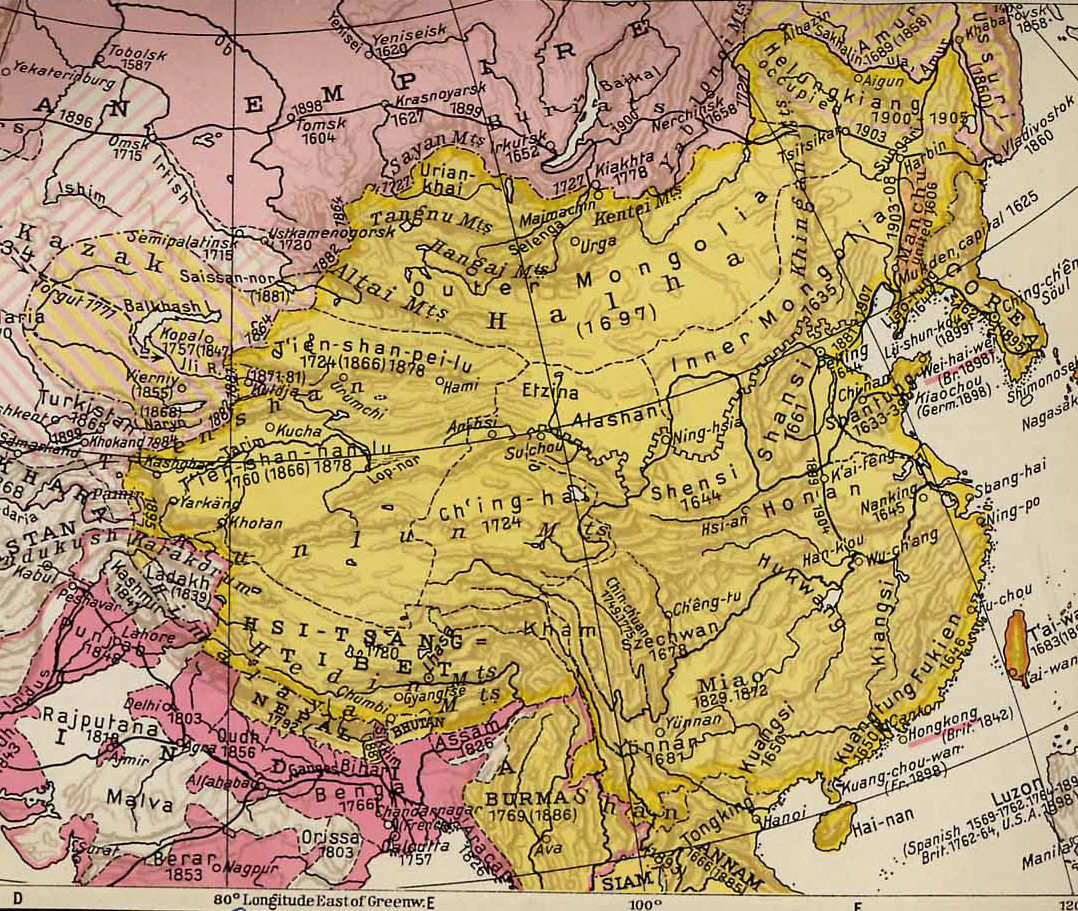 The Qing Dynasty and its vassal states 1905 - Full size