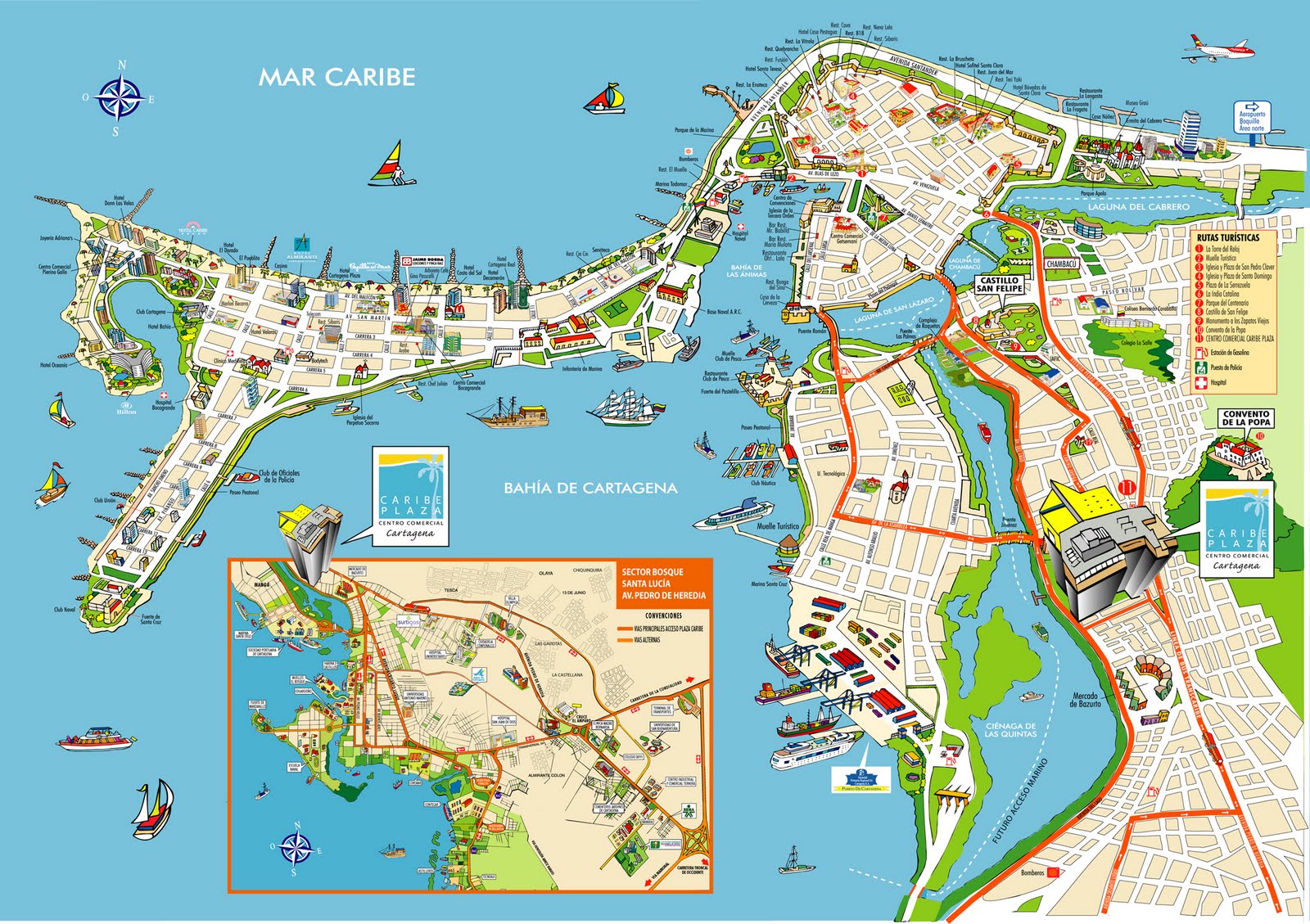 Tourist Map Of Cartagena Full Size Gifex