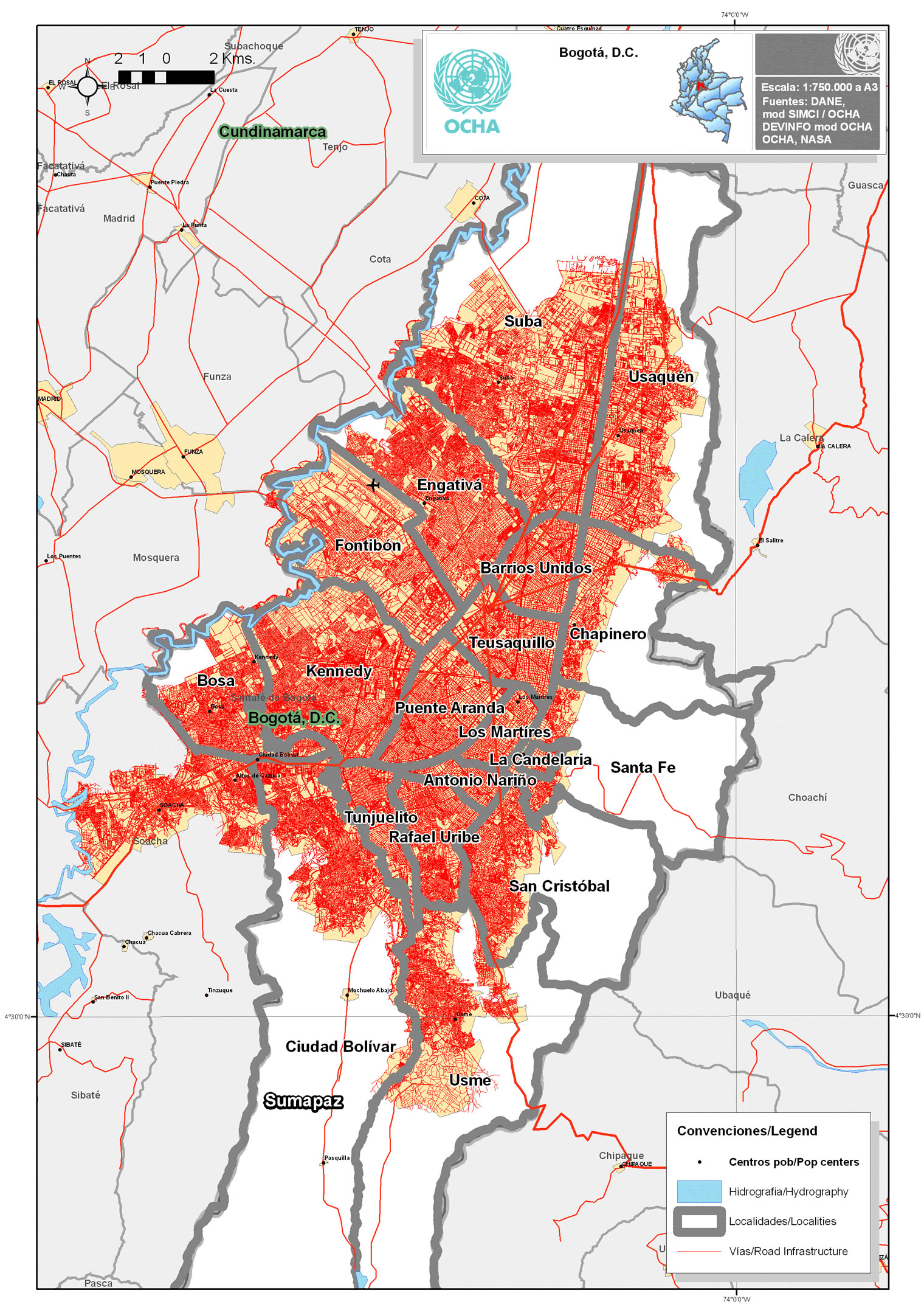 Mapa De Bogotá - Tamaño Completo