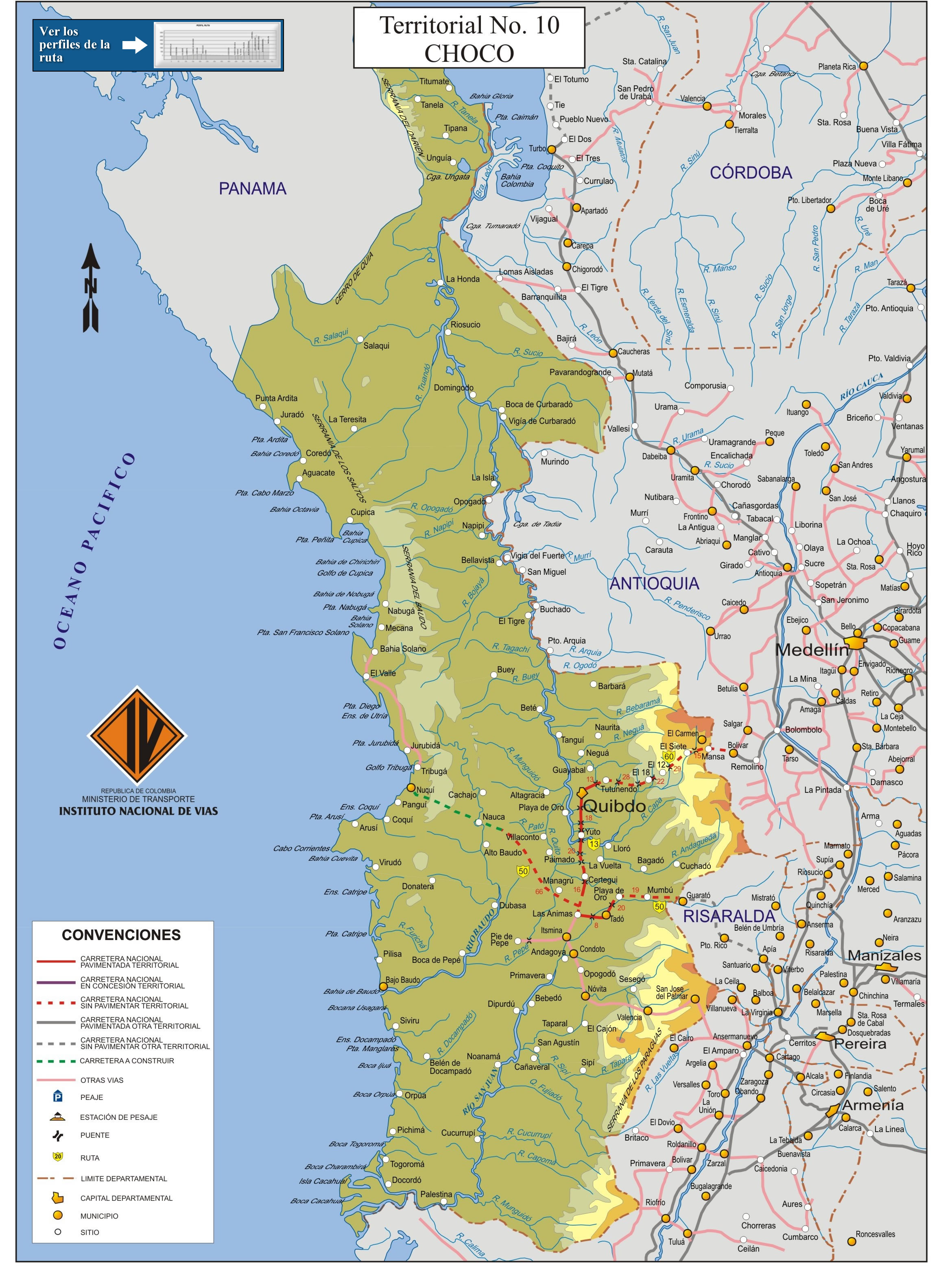 Mapa de carreteras del Chocó Tamaño completo Gifex