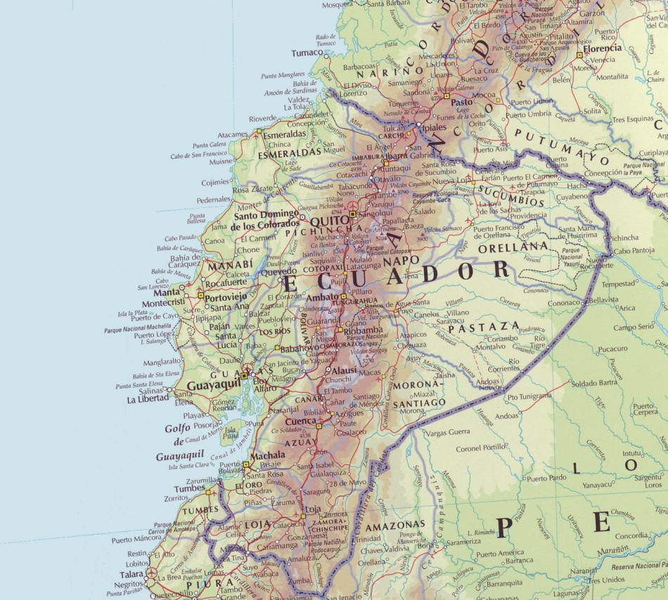 Mapa F Sico Del Ecuador Tama O Completo