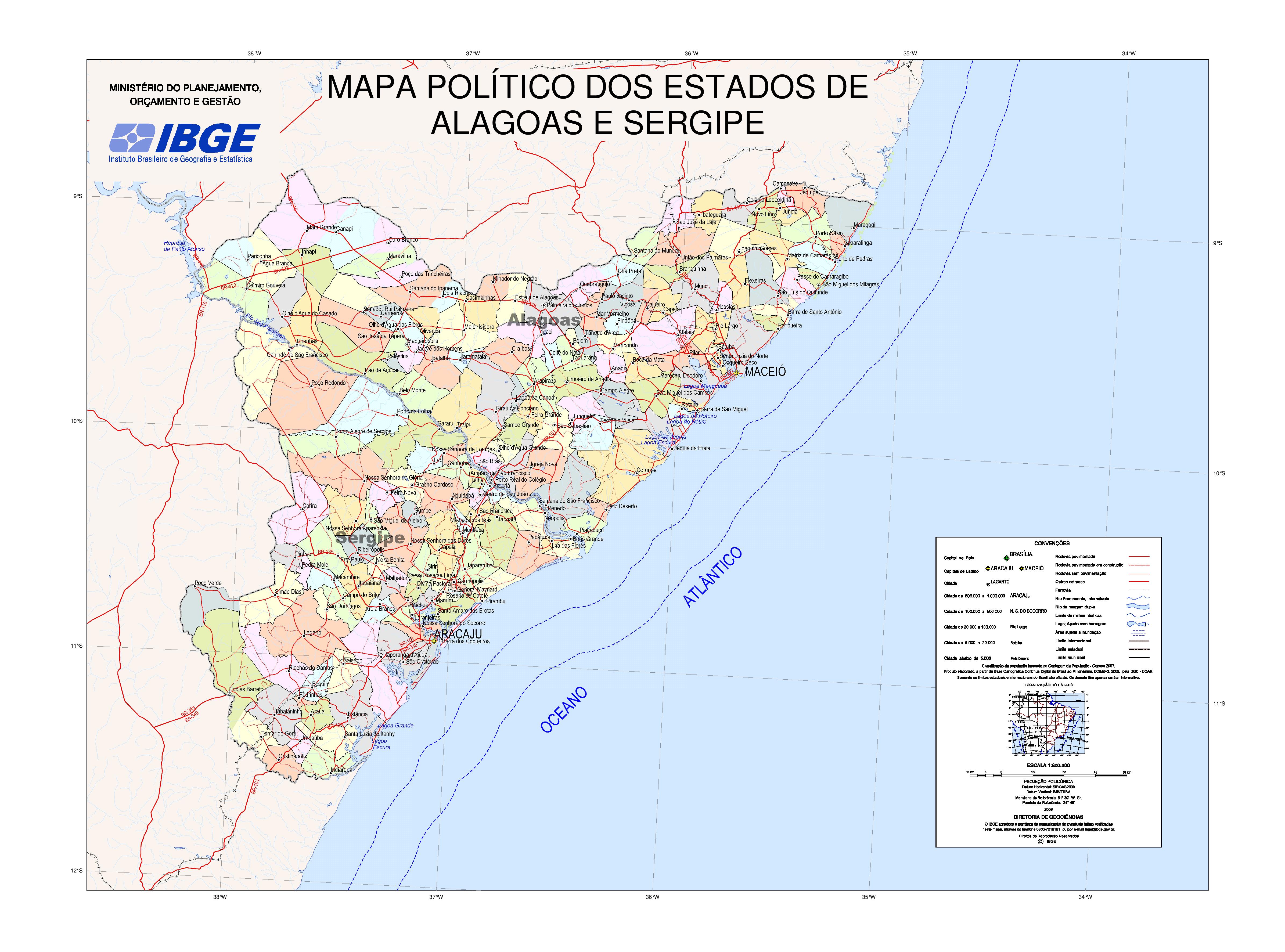 Political Map Of The State Of Sergipe Brazil Full Size Gifex