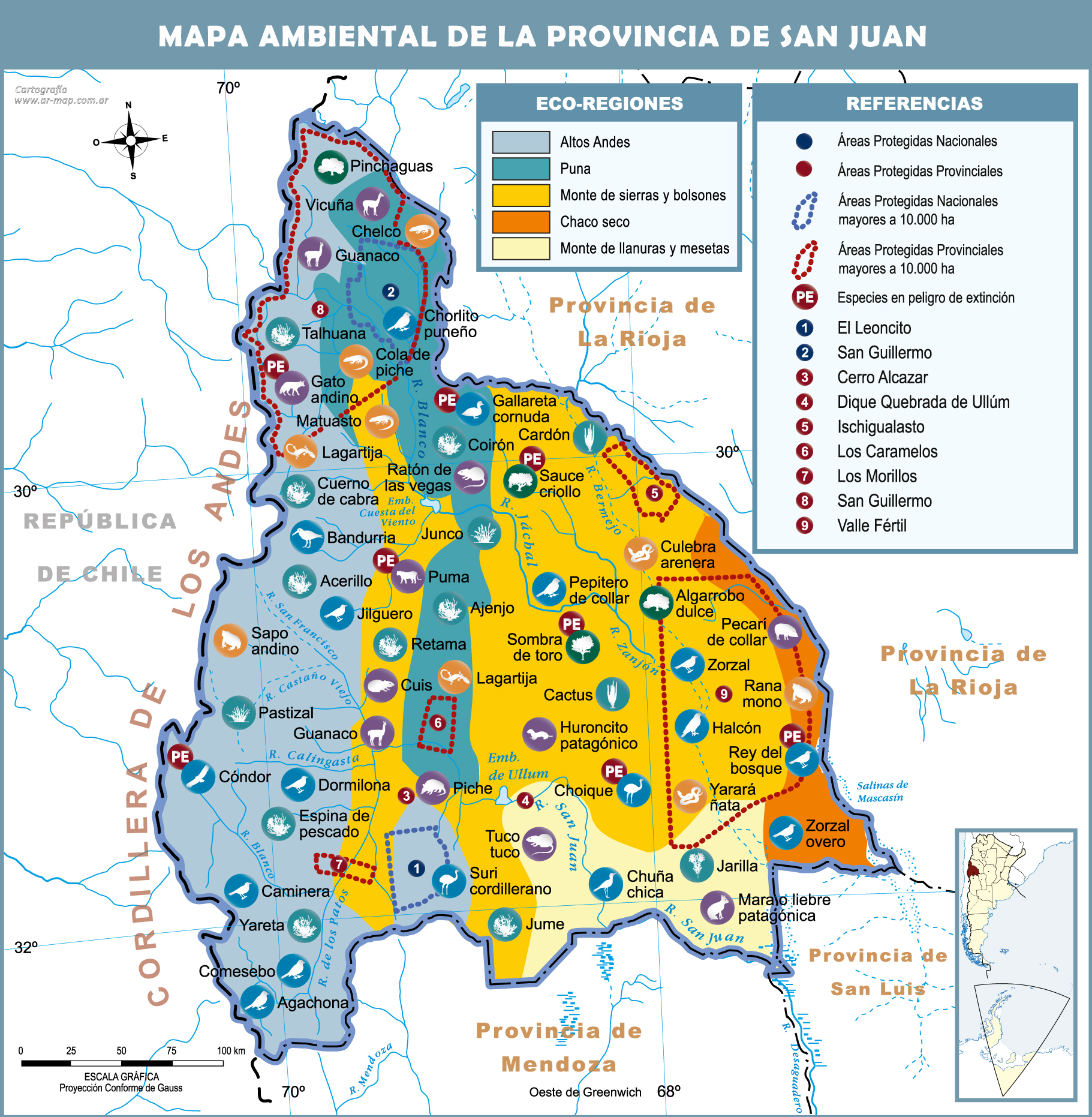 San Juan Environmental Map Of The Province Of San Juan Argentina Gifex