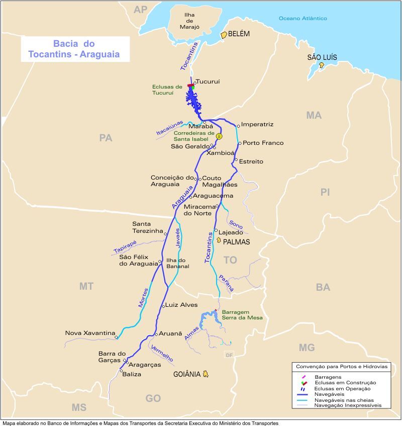 Hidrov As Fluviales Y Canales De La Cuenca De Los R Os Tocantins