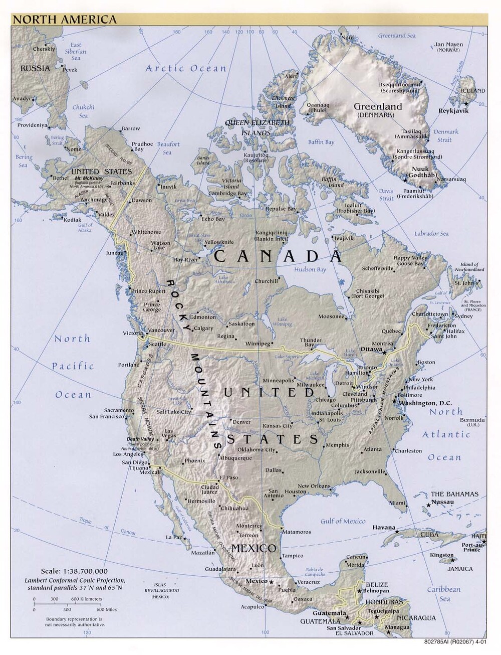 North America Physical Map Full Size Gifex