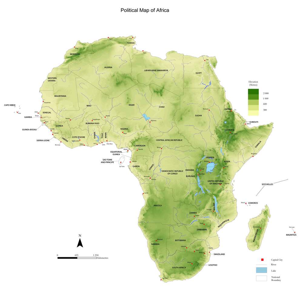 Mapa F Sico Pol Tico De Frica Tama O Completo Gifex