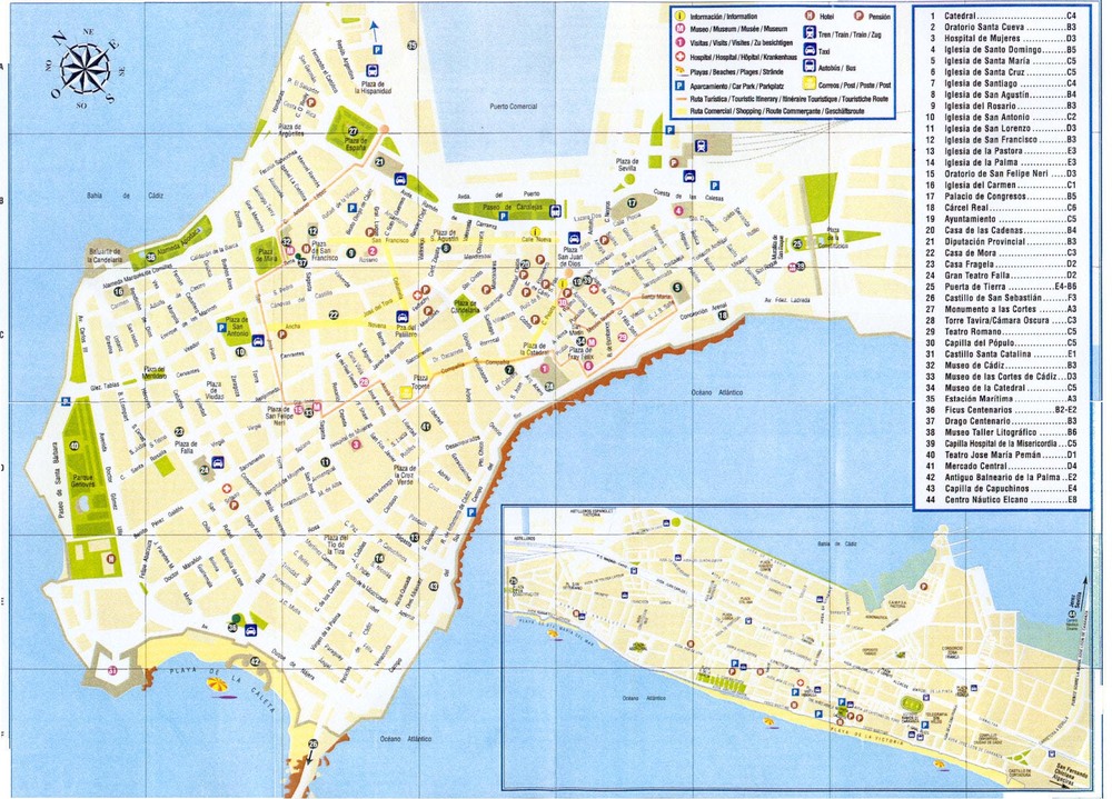 Mapa turístico de la ciudad de Cádiz Tamaño completo Gifex