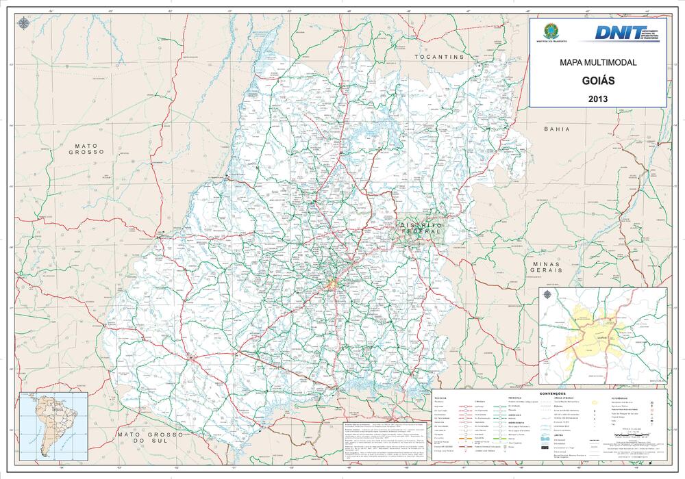 Mapa de carreteras del Estado de Goiás Tamaño completo Gifex