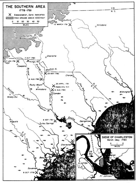 Map Of The The Southern Area 1778 1781 American Revolutionary War