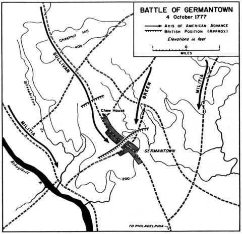 Map Of The Battle Of Germantown 4 October 1777, American Revolutionary War