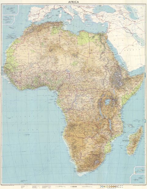 Africa Physical Map 1960