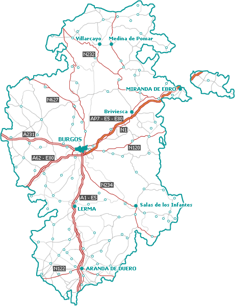 Mapa De Carreteras De La Provincia De Burgos 1979