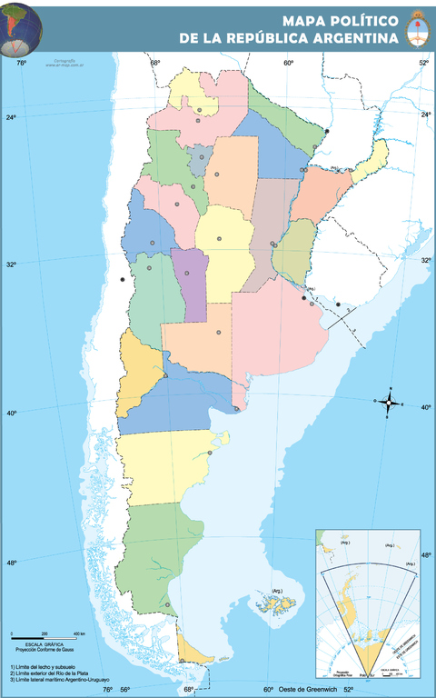 Mapa político mudo de Argentina Gifex