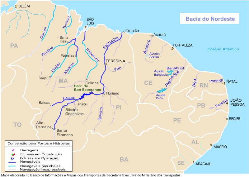 North East Basin Waterways Map, Brazil