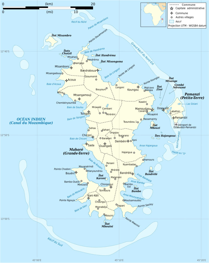 Carte des communes du département de Mayotte