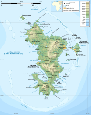 Carte topographique de Mayotte