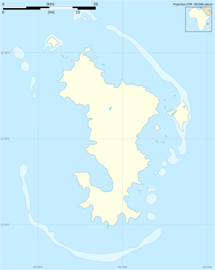 Carte muette de Mayotte.
