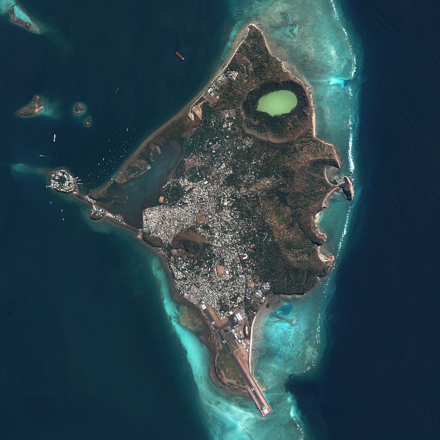 Île Petite-Terre à Mayotte, vue par le satellite Pleiades
