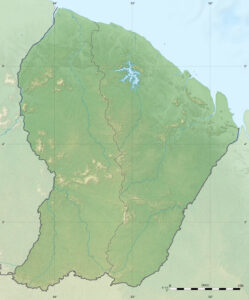 Carte muette topographique de la Guyane.