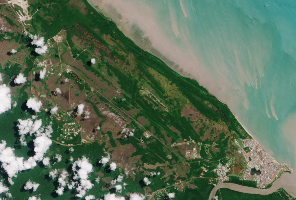 Vue satellite du Centre Spatial Guyanais.