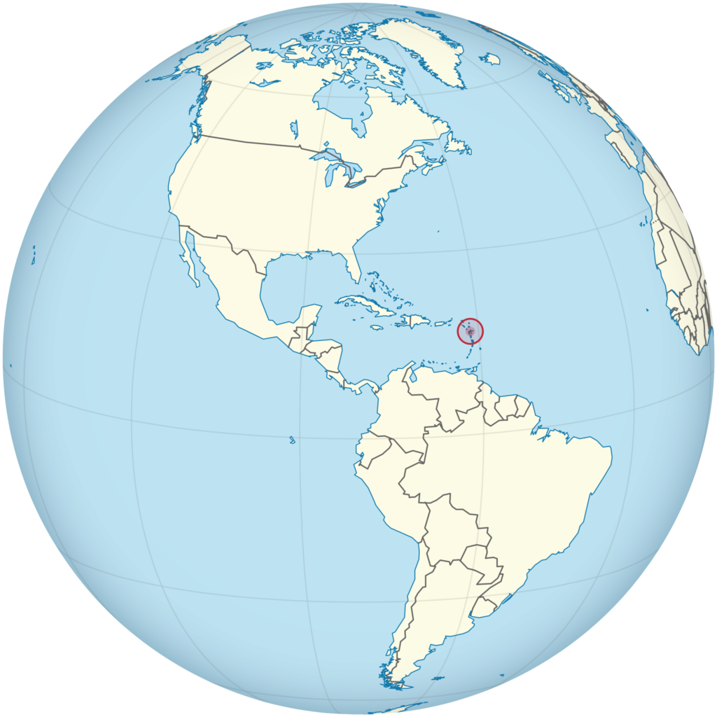 Carte de localisation de la Guadeloupe.