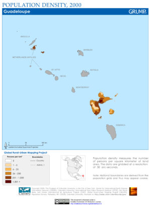 Carte de la densité de population en Guadeloupe