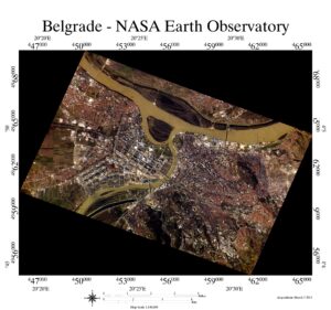 Belgrade sur une photographie prise depuis la Station spatiale internationale (SSI).