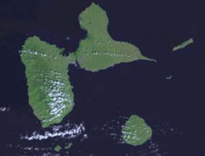 Image satellite composite de l'archipel de la Guadeloupe (NASA).