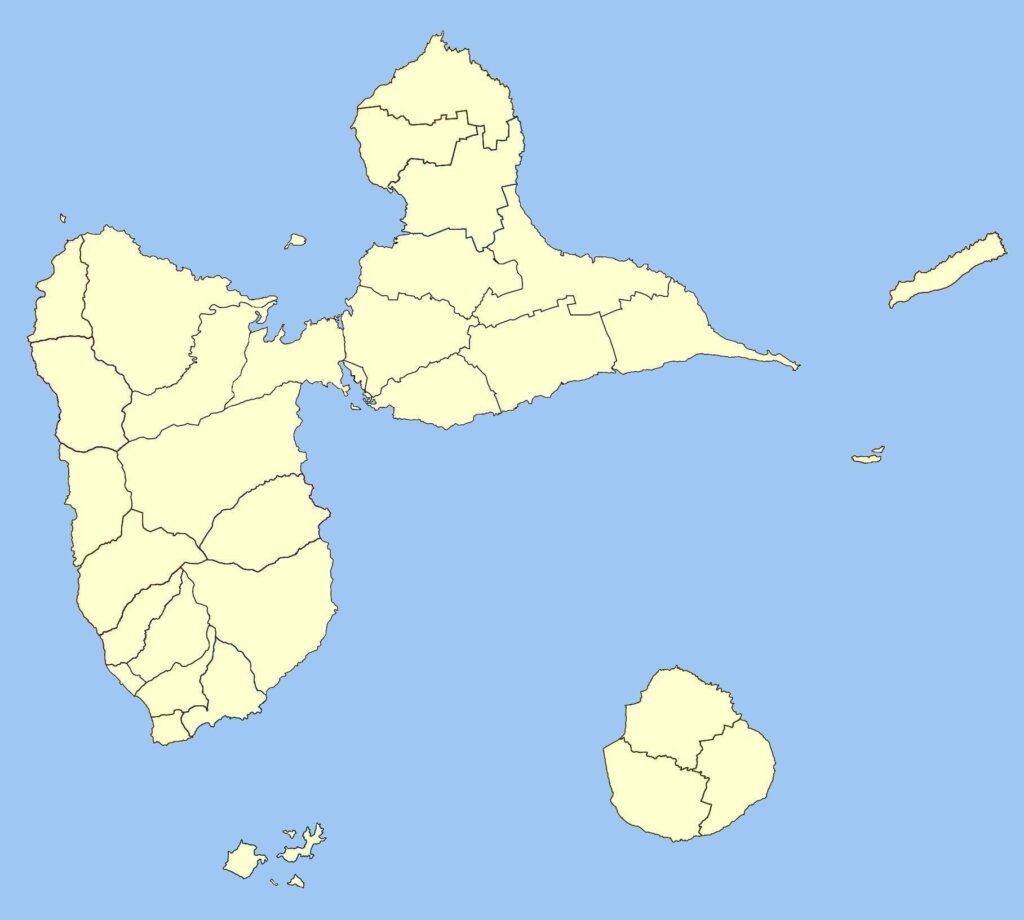 Carte muette communal de la Guadeloupe.