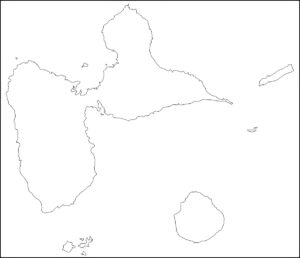 Carte muette de la Guadeloupe.