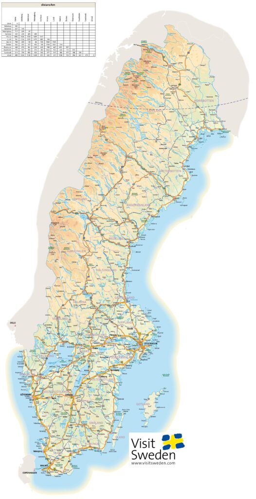 Carte de la Suède.