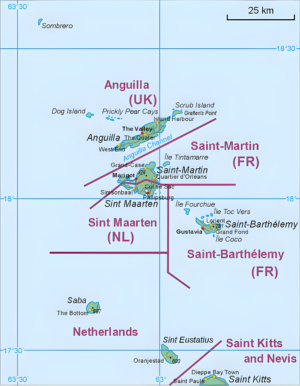 Carte des frontières maritimes de Saint-Martin