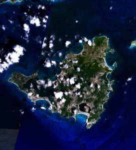 Image satellite de l'île de Saint-Martin.