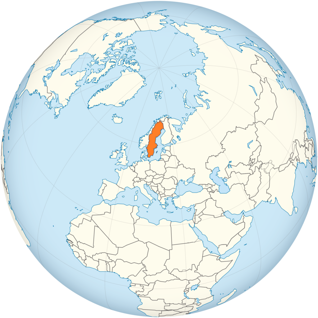 Carte de localisation de la Suède.