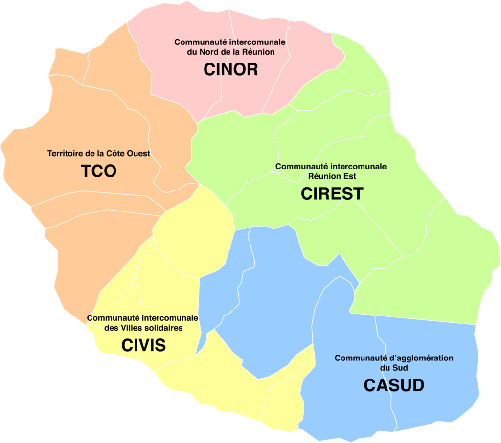 Carte des intercommunalités de La Réunion,
