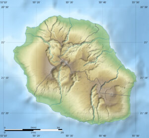 Carte muette topographique de La Réunion.