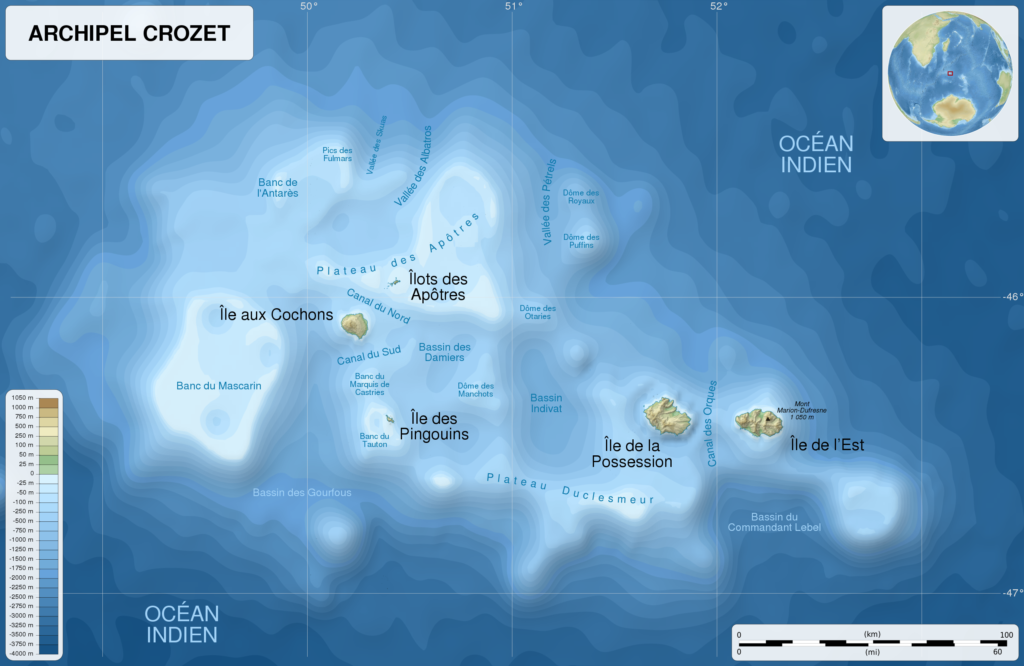Carte de l'archipel Crozet.