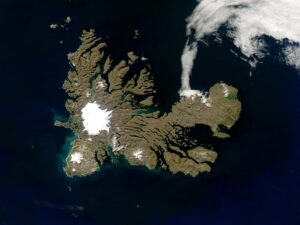 Image satellite des îles Kerguelen.