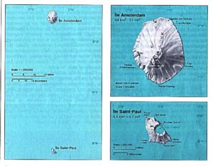 Carte des îles Saint-Paul et Amsterdam de l'Atlas de l'océan Indien de la CIA 1976.