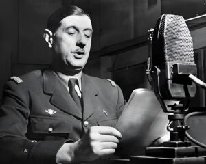 Le général de Gaulle s'exprimant sur BBC Radio pendant la seconde guerre mondiale.