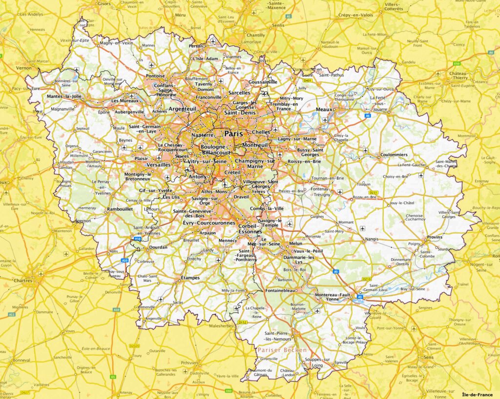 Carte de l'Île-de-France.