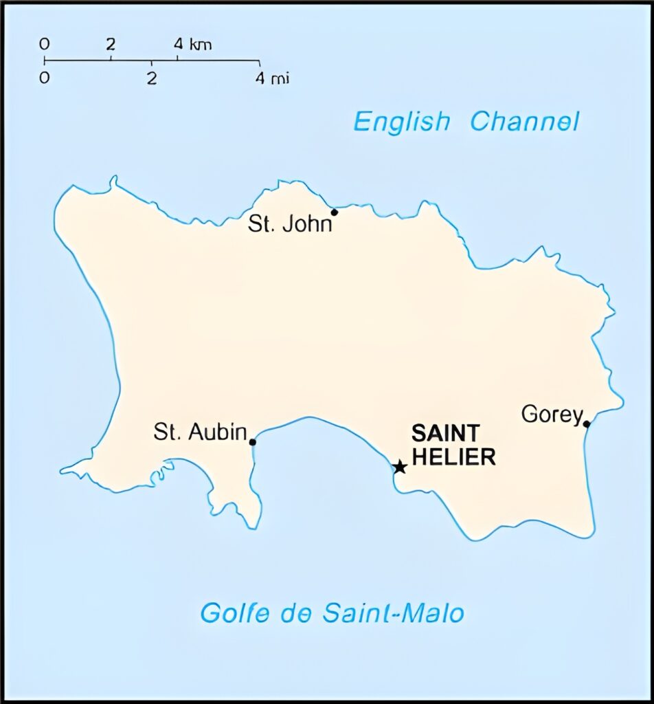 Carte des paroisses (municipalités) du bailliage de Jersey